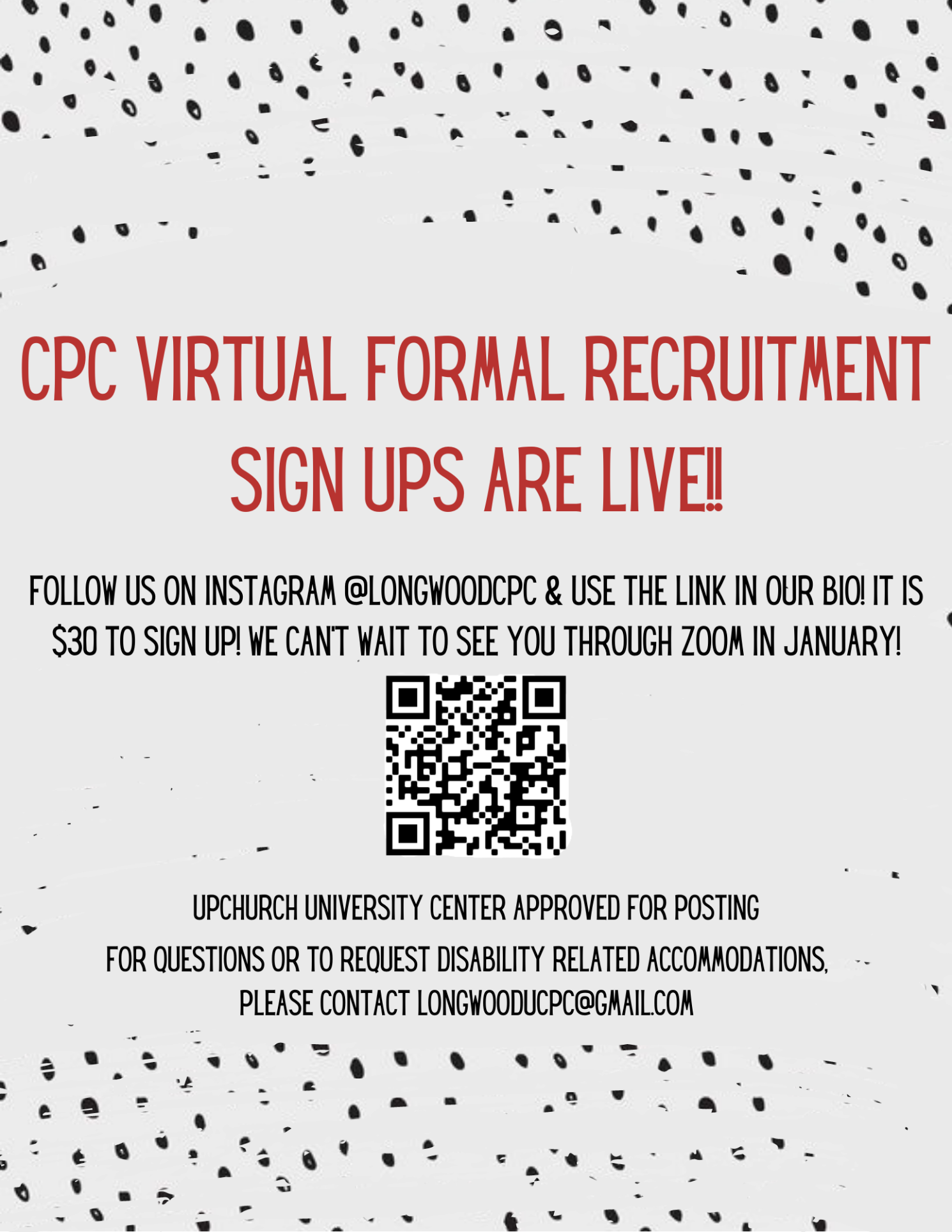 Sign up for formal recruitment. QR code included